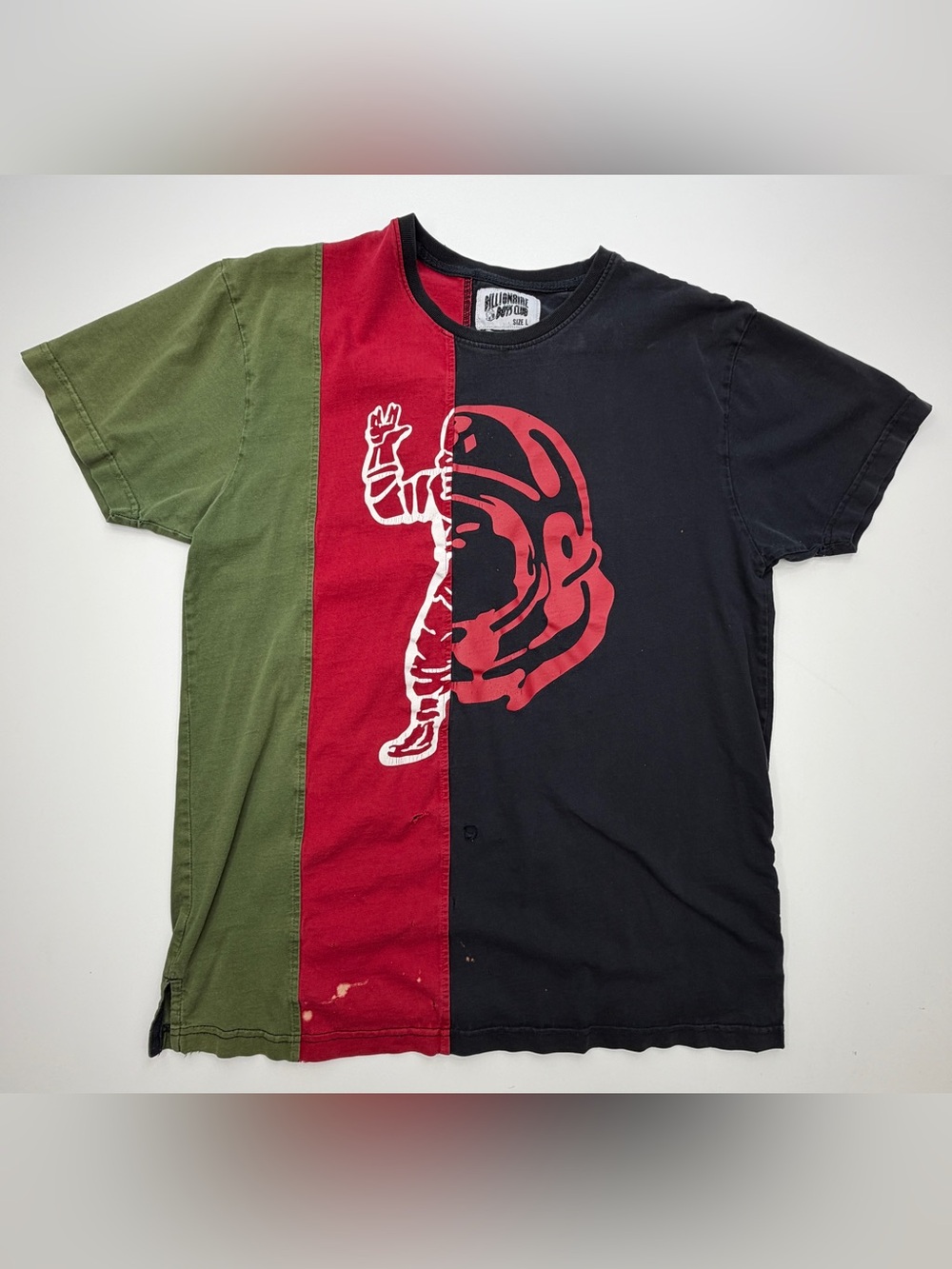 Billionaire Boys Club Tri-tone Panel Split t-shirt Thrashed Large L